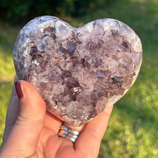 Chunky Ameythyst Crystal Heart Carving