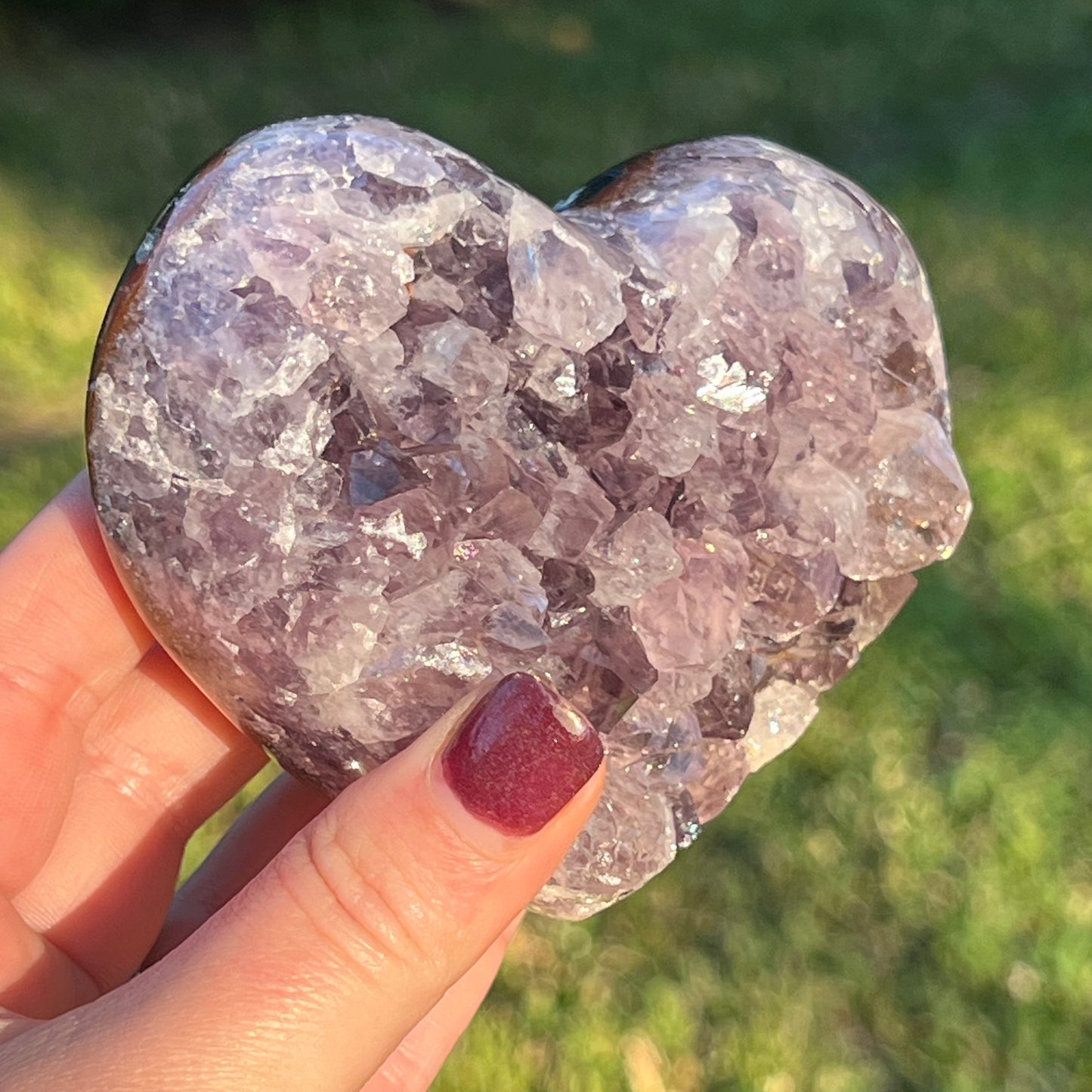 Chunky Ameythyst Crystal Heart Carving