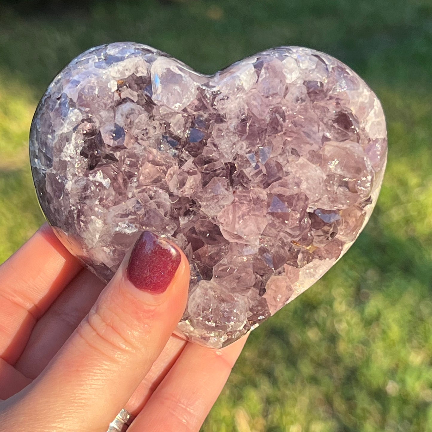 Chunky Ameythyst Crystal Heart Carving