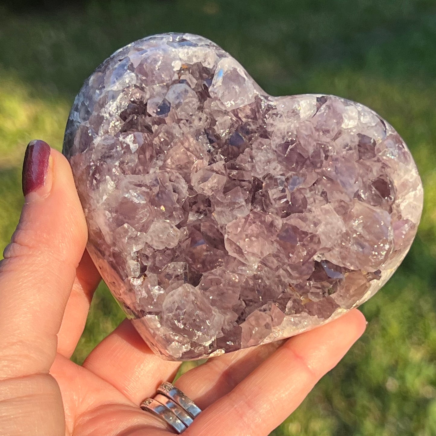 Chunky Ameythyst Crystal Heart Carving