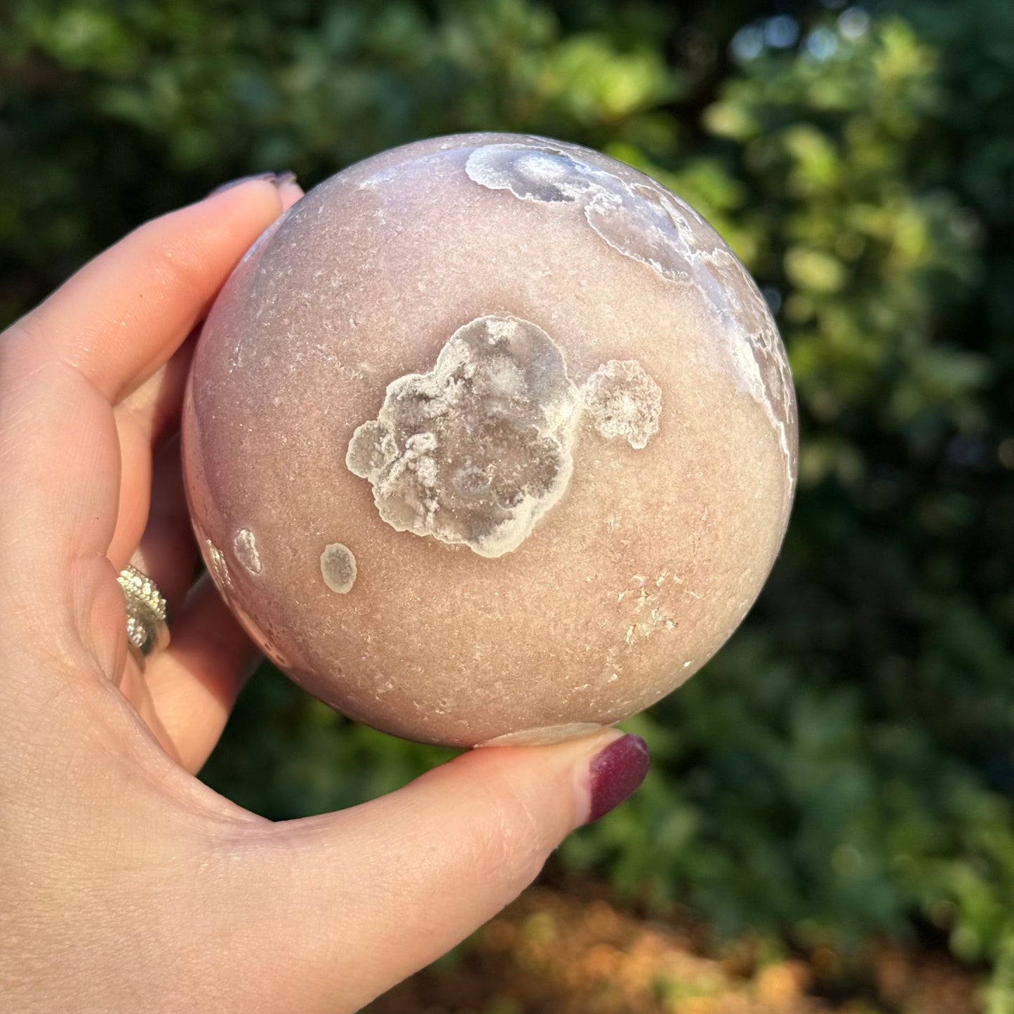 Pink Amethyst Crystal Sphere with Druzy