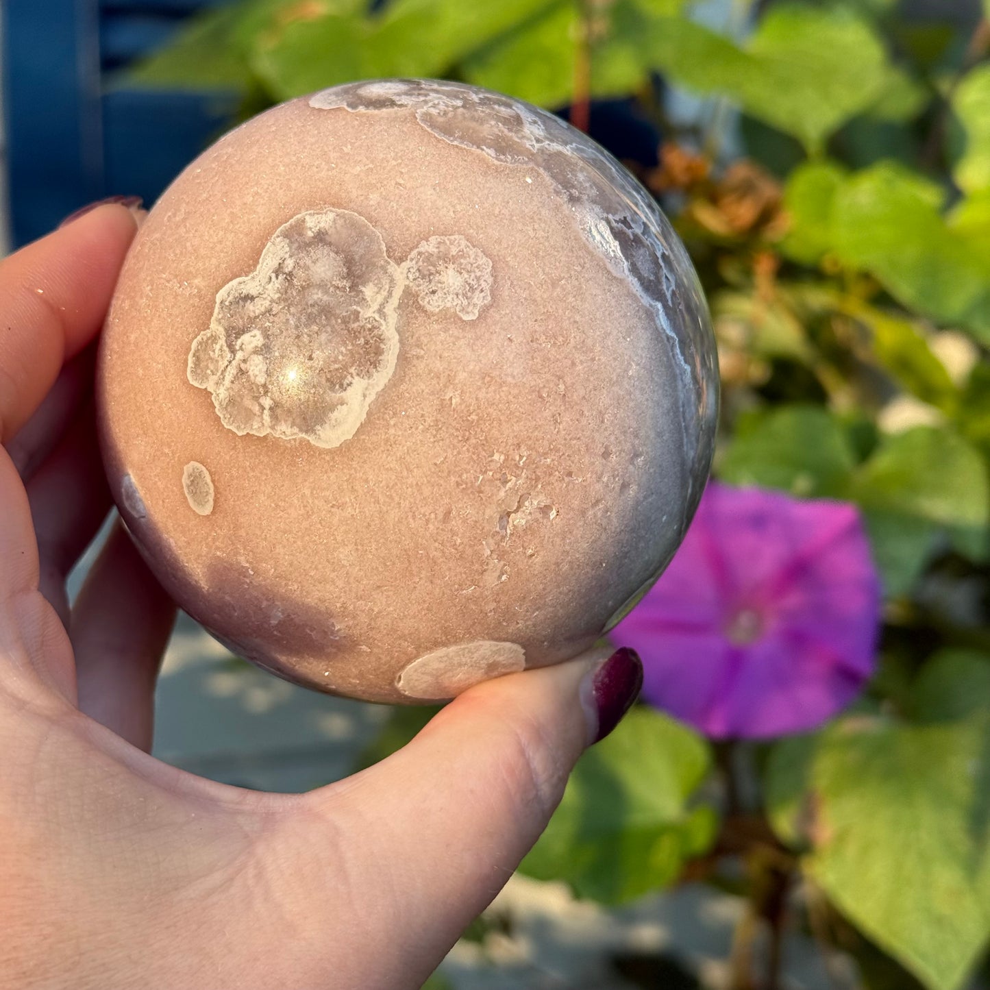 Pink Amethyst Crystal Sphere with Druzy