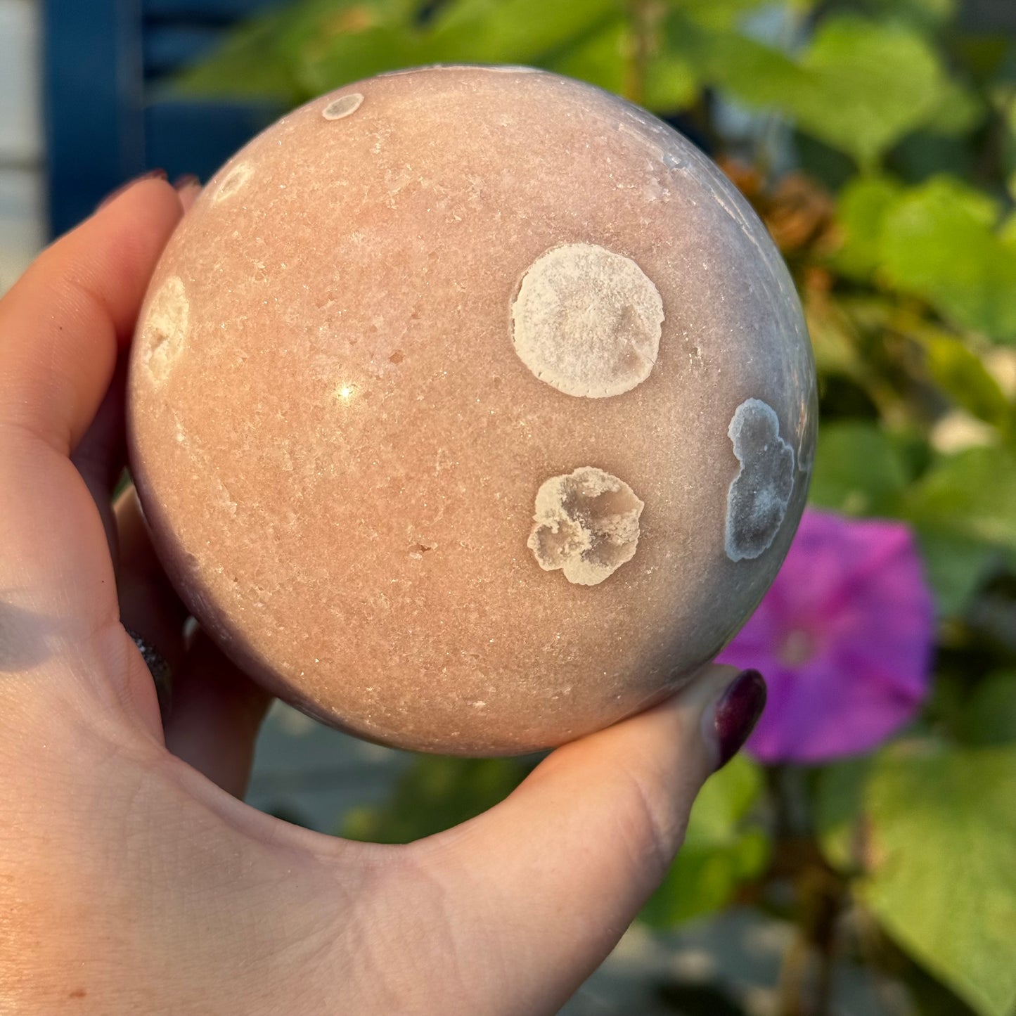 Pink Amethyst Crystal Sphere with Druzy