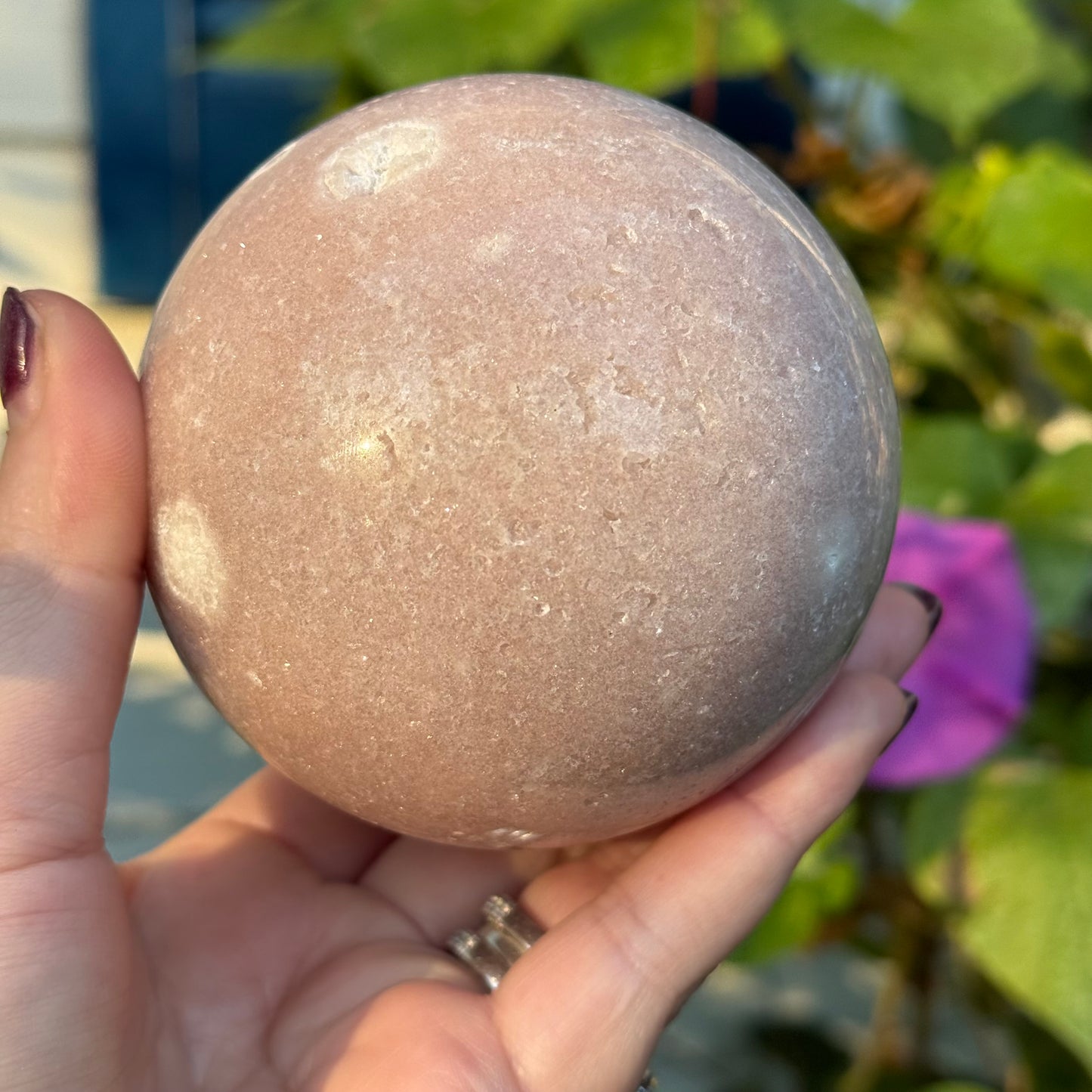 Pink Amethyst Crystal Sphere with Druzy