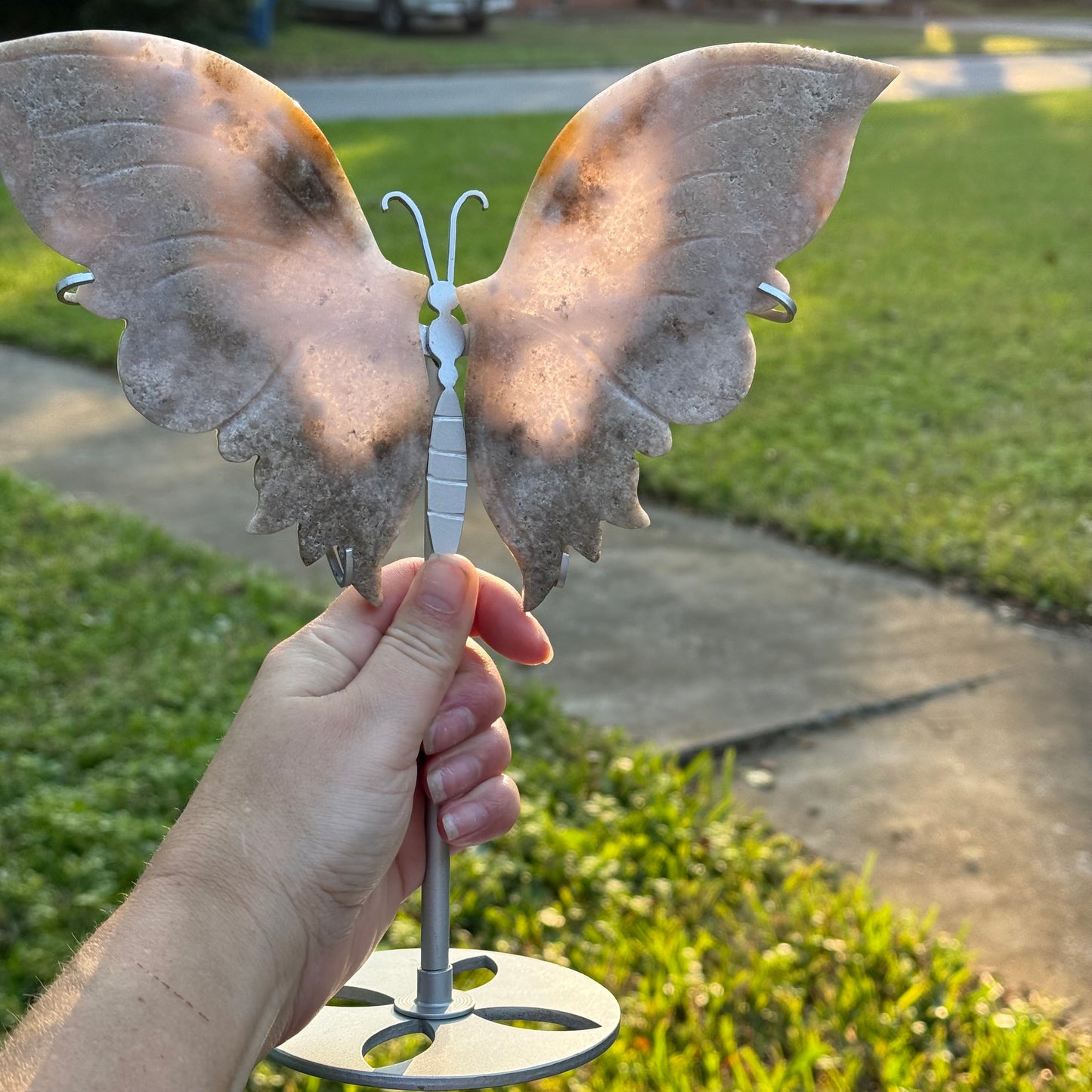 Pink Amethyst Crystal Wings Carving